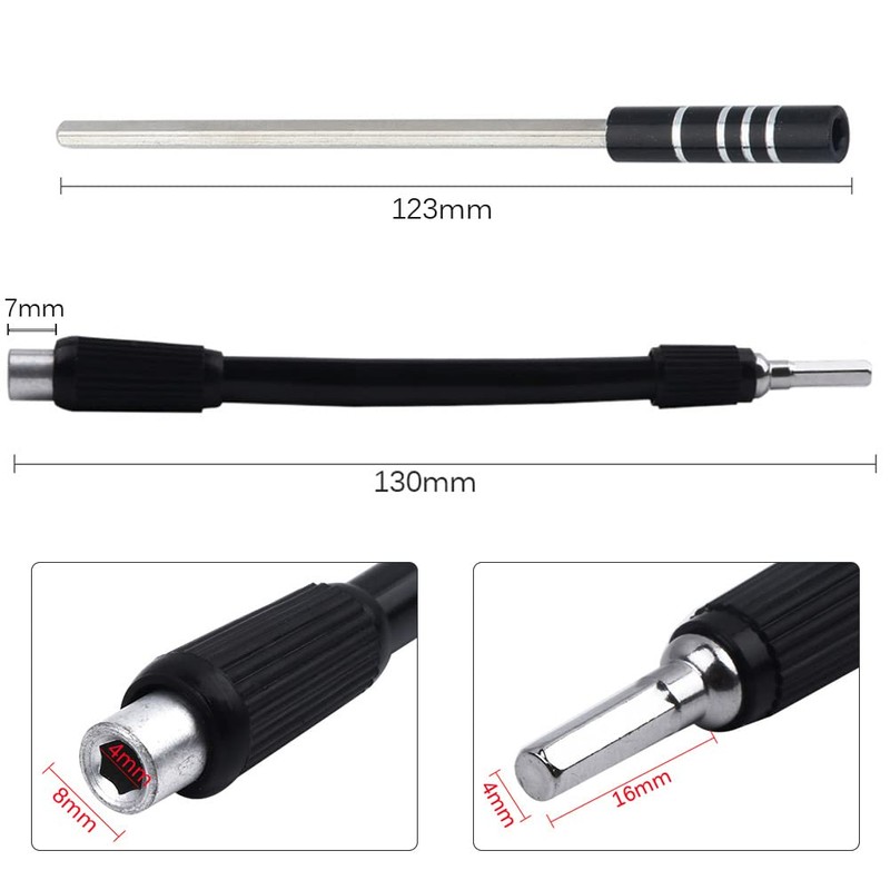 1 Set 4mm Flexible Bendable Extension Rod Magnetic Shaft Screwdriver