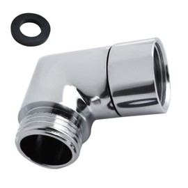 VZU Shower Head Extension 90 Degree Hand Shower Adapter, Shower Hose Connection Joint Piece for Rain Shower, Shower Head Accessories with Washers, 1/2 Inch, Movable, Silver