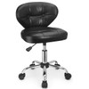 JOSTZHXIN Home Rolling Stool, PU Leather Rolling Chair with Back,