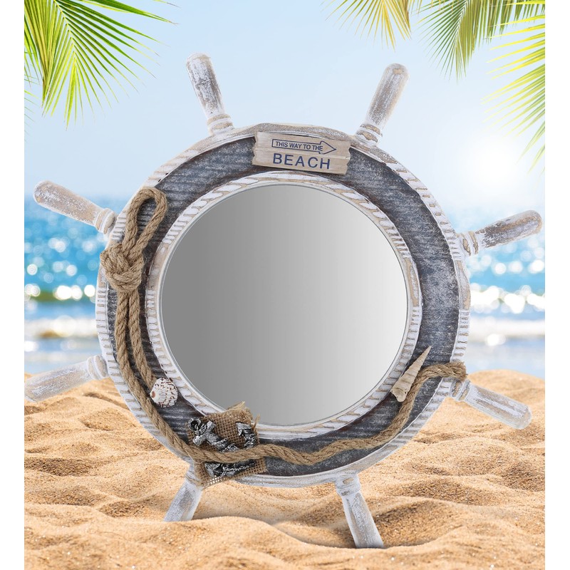 CoTa Global Silver Sea Beach Wall Decor Nautical Ship Wheel