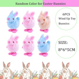 6Pcs Easter Wind up Bunny for Kids Party Game,Wind up Easter Chick,Chicken Bunny Toys Rabbits Easter Clockwork Jumping Chicken Bunnies Plush Toys for Egg Basket Fillers Kids Party Gift Favours