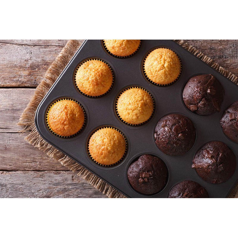 Nonstick Muffin and Cupcake Pan, 12 Cavity Carbon Steel Muffin