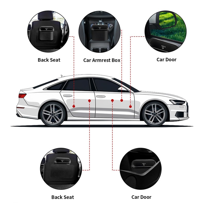 luwiscook 2 Pack Black Mini Car Trash Can Bin with