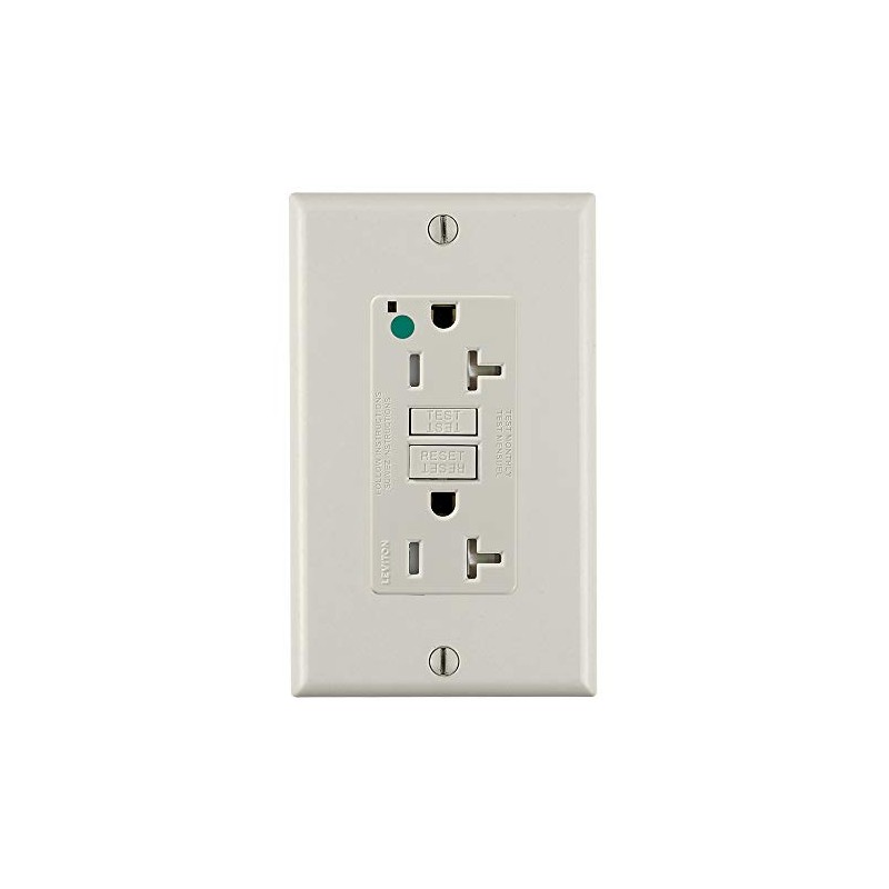 Leviton 20A-125V Extra-Heavy Duty Hospital Grade Tamper-Resistant Duplex Self-Test GFCI