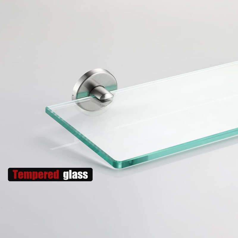 JQK Bathroom Glass Shelf, Tempered Glass Shower Storage 12 by