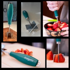 Heavy Duty, Small Stainless Steel modern meat chopper, pastry and crumble topping blender, fruit mascerator | Retro Modern | must have kitchen utensil, lightweight and versatile. (Hunter Green)