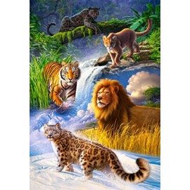WOWDECOR Paint by Numbers Kits for Adults Kids, Number Painting - Leopard Lion Tiger Gold Cat Forest Animal Kingdom 16x20 inch (Frameless)