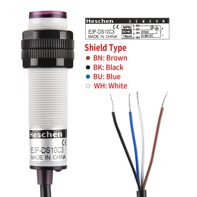Heschen M18 Column Infrared Photoelectric Proximity Switch, Diffuse Reflection Type,