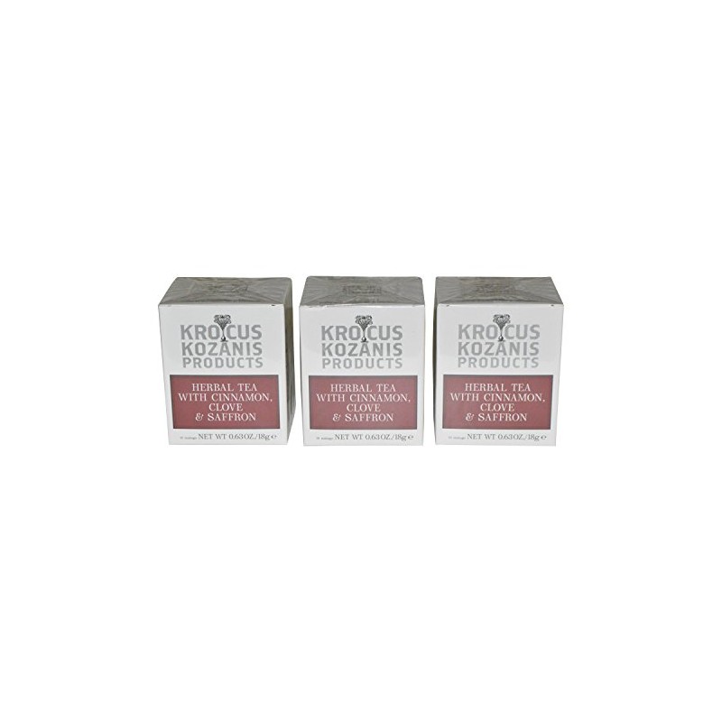 Krocus Kozanis Saffron Teas (Herbal Tea with Cinnamon),pack of 3