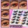 10 Pairs of Coloured Eyelashes, 3D Colourful Artificial Eyelashes (Colour