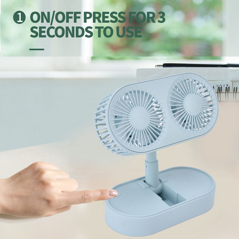 Desktop Double Fan Dual Motor 135° Angle Adjustable Handheld Fan