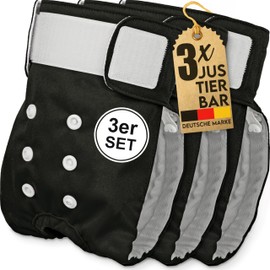 HUND IST KÖNIG Dog Nappies for Female Dogs (Pack of 3) - Highly Absorbent Heat Pants for Female Dogs with 3-Way Adjustment - Environmentally Friendly Dog Nappies, Dog Panties Heat & Incontinence