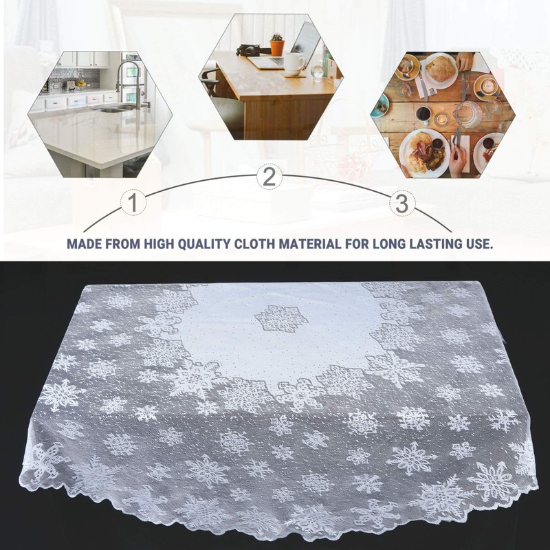 EXCEART 1 Pcs Round Lace Tablecloth 70 Inch Diameter, Christmas