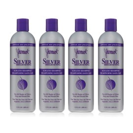 Jhirmack Silver Brightening Purple Shampoo Set of 4 for all types of silver, grey, and blonde hair