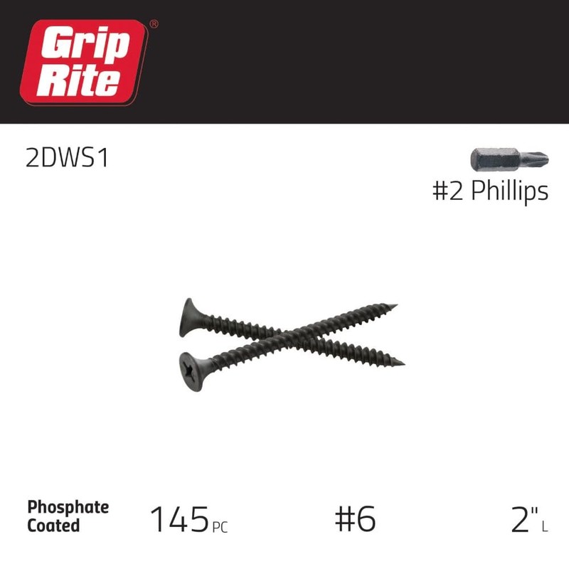 Grip-Rite 2DWS1#6 X 2" Phillips Bugle Head Fine Thread Sharp