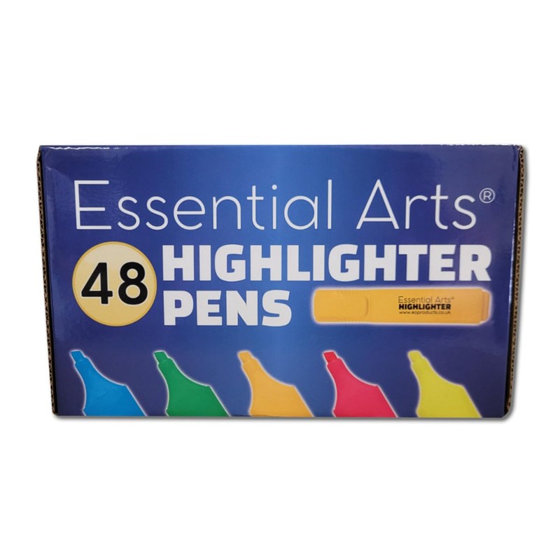 Essential Arts Square Highlighter Assorted Bulk Pack of 48 |