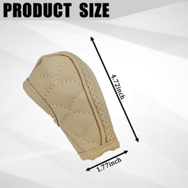 Hirificing Gear Shift Knob Cover PU Leather Car Stick Shift Knob Cover, Manual/Automatic Automotive Gear Handle Shifter Knob Rod Dust Cover Waterproof and Breathable Protector（Beige）