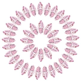 Horse Eye Crystal Rhinestones Pink Navette Point Back Gems Faceted Glass Rhinestones for Crafts, Jewelry Making 7x15MM 50Pcs