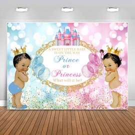 Sensfun Royal Prince or Princess Gender Reveal Backdrop Blue Pink Castle Bokeh Photography Background He or She Unisex Baby Shower Reveal Party Decorations Boy or Girl Photo Booth Banner Props 7x5ft