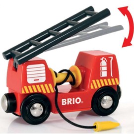 BRIO World Fire & Rescue Emergency Fire Engine for Kids Age 3 Years Up - Wooden Railway Train Set Add On Accessories