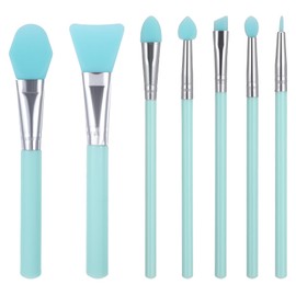 7 Pcs Silicone Makeup Brush Silicone Brush Applicator Kit Lip Mask Makeup Brushes Face Mask Jelly Brushes Eye Cream Applicator Tool for UV Epoxy Art Crafting and Cream Make up Products(Green)