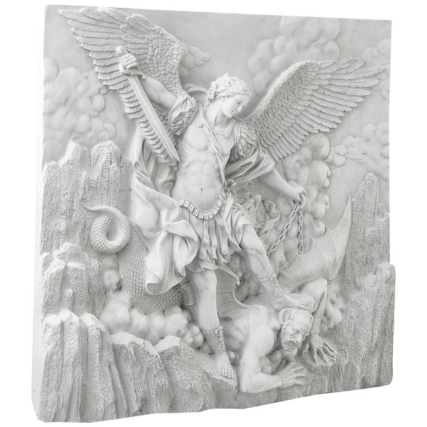 Design Toscano St. Michael, The Archangel Sculptural Wall Frieze, 22 Inches Wide, 3 Inches Deep, 21 Inches High, Gothic Stone