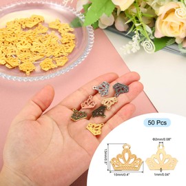 PATIKIL Crown Charm, 50 Pcs Alloy Vintage King Crown Pendant for Woman Necklace Earring Bracelet Jewelry Making and DIY Crafts, Light Gold, 0.67 x 0.7 Inch