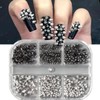 6 Grids Metallic Punk Nail Charms Alloy Nail Art Studs