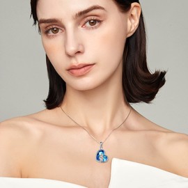 Father Daughter Necklace S925 Sterling Silver Father Daughter Pendant Crystal Dad Necklace Daughter Jewellery Gifts for Women Men Girls (B-Father Daughter Crystal)