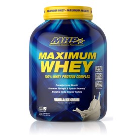 Maximum Human Performance Maximum Whey Protein, 25g Fast Acting Delicious Tasting Protein, Enhances Strength & Speeds Recovery, Vanilla Ice Cream, 50 Servings, 5 Pound