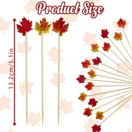 200Pcs Fall Cocktail Picks,4.7 Inch Autumn Theme Toothpicks for Thanksgiving Day Drink Fruit Dessert Decoration,Maple Leaf