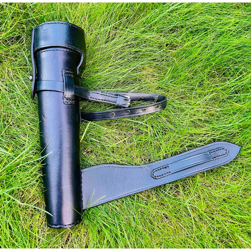Saddle Flask Leather Cased Saddle Hip Flask Black Leather Cased