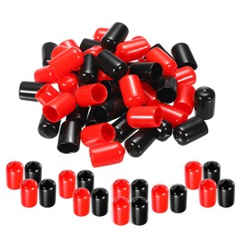 MECCANIXITY 50pcs Rubber End Caps Cover Assortment 1/2 inch(12mm) PVC Vinyl Screw Thread Protector for Screw Bolt Black Red