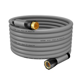 YOTOO Heavy Duty Hybrid Garden Water Hose 5/8-Inch by 50-Feet 150 PSI Kink Resistant, Flexible with Swivel Grip Handle and 3/4" GHT Solid Brass Fittings, Gray