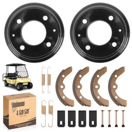 10L0L Golf Cart Brake Hub Drums & Brake Pads/Brake Shoes & Brake Spring Kit fit 1981-1994 Club Car DS Villager 6-8 Seater, Replace OEM# 1011137,101146302, 101816301