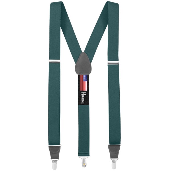 HOLD'EM Suspender for Men Made in USA Y-Back Leather Crosspatch