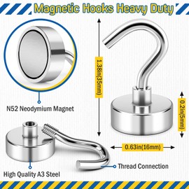 FINDMAG 28 Pack Magnetic Hooks, 30LB Strong Magnet Hooks for Cruise Cabins, Heavy Duty Magnets with Hook for Hanging Dog Leash, Locker, Toolbox, Storage and Grill (Silver)