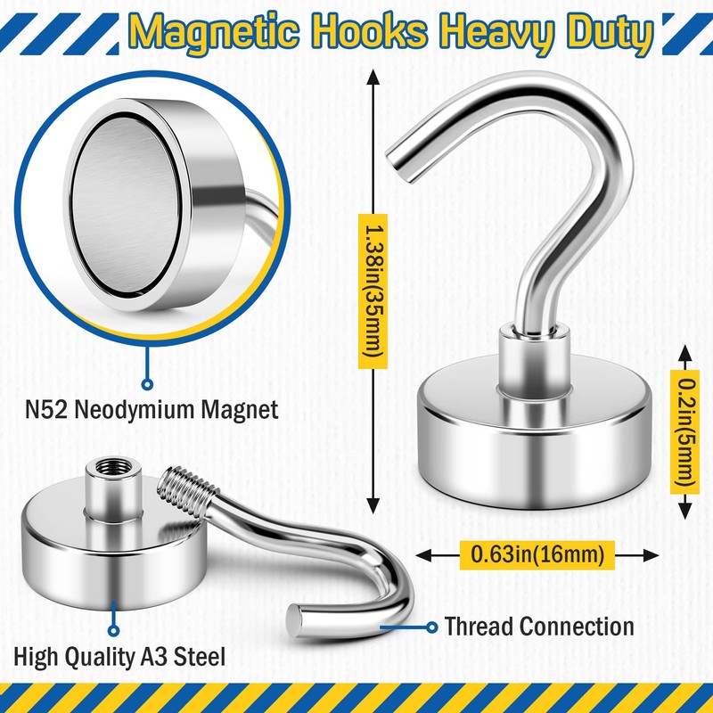 FINDMAG 28 Pack Magnetic Hooks, 30LB Strong Magnet Hooks for