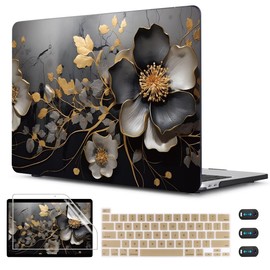CISSOOK Compatible with MacBook Pro 13 inch Case M2 2023, 2022 2021 2020 A2338 M1 A2251 A2289 Model with Touch Bar, Plastic Flower Hard Shell &Keyboard Cover&Screen Protector, Abstract Oil Painting