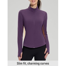 baleaf Women's Fleece Running Jacket Water Resistant Full Zip Winter Cold Weather Gear Thermal Cycling Workout Jackets Purple S