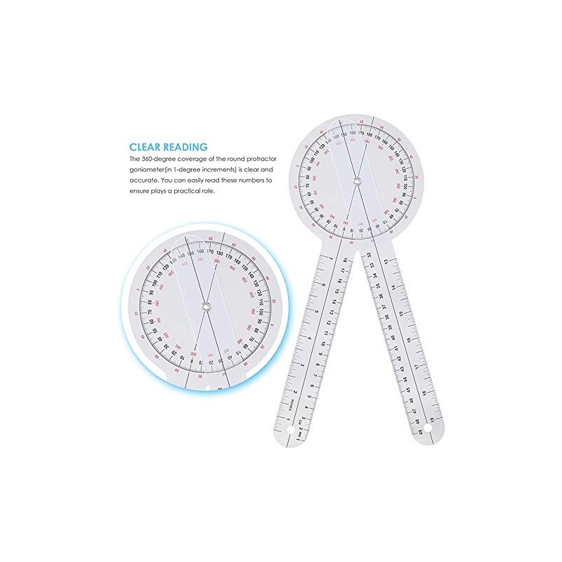 Teppich 3Pcs Goniometer 6/8/12 Inch Occupational Therapy Protractor Tool Measuring