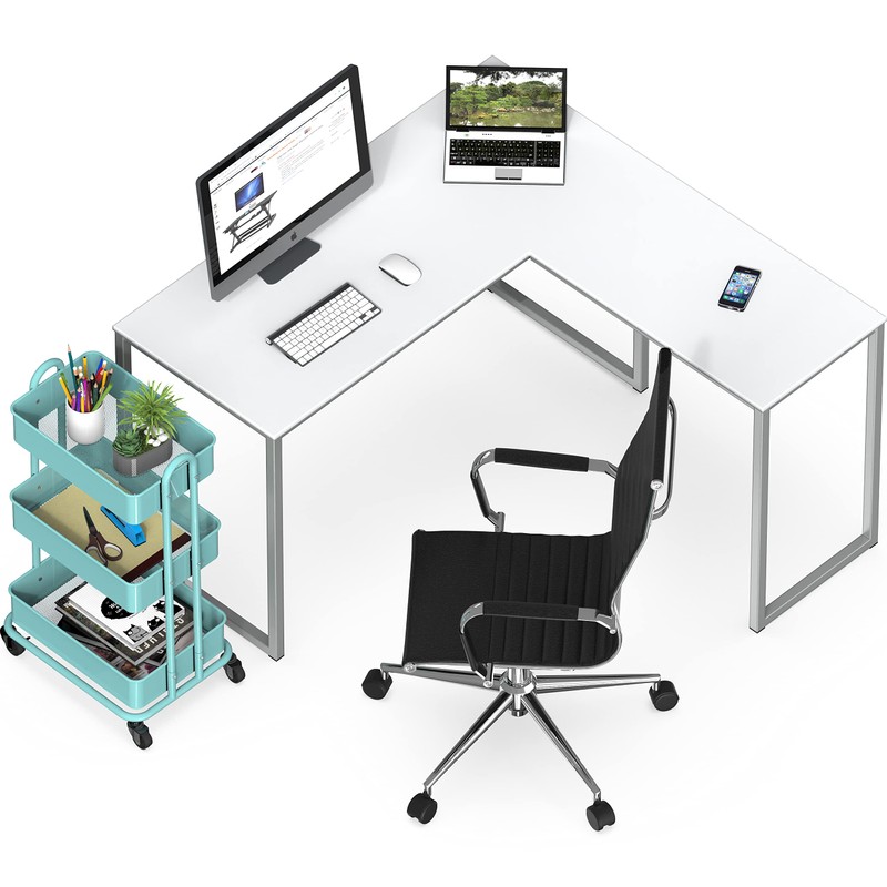 SHW Mission 48 x 48 Inches L-Shape Home Office Computer