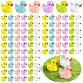 Lonimia Pack of 120 Mini Duck Resin, Mini Duck Figures, Mini Resin Ducks, Mini Figures Decoration, Animal Figures, Landscape Figures, Ornament Garden Dollhouse Decoration for Christmas Accessories