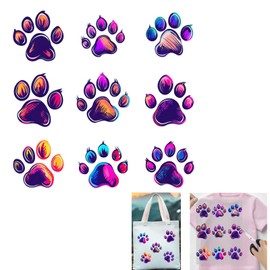 6pcs Beautiful Cute Dog Paw Print Iron On Transfers for T-Shirts Rub on Transfers Stickers Vinyl Ready to Press Stickers Iron on Decals for T-Shirts Clothing Hoodie DIY Crafts