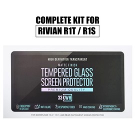 Good Lifestyle Tempered Glass Display Screen Protector Kit, 33KWH Sensitive Touch Auto Accessories for 2022 2023 Rivian R1T R1S, Anti-Glare, Fingerprint-Resistant, Clear Matte Finish, 3 Screens
