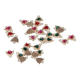 diyhub 40Pcs Stone Heart Links Love Shape with Angel Wing Connectors Rhinestone Colorful Charms Birthstone Love Heart Bead Pendants with Wing