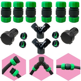 Daé Fitings for 1/2" Soaker Hose and Garden Hose, Repair Fitting Kit include Female Connector& Male Connector & Straight Connector&Two-way Valve Connectors.(1/2 fittings kit)