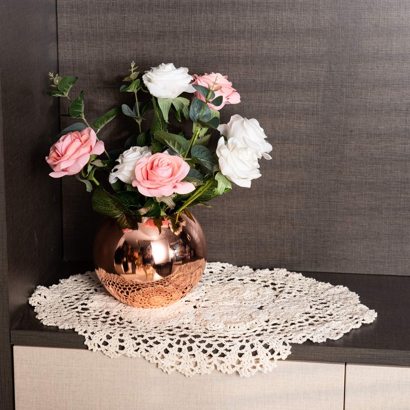 Feyarl 2 Pcs Crochet Cotton Lace Table Placemats Handmade Doilies,