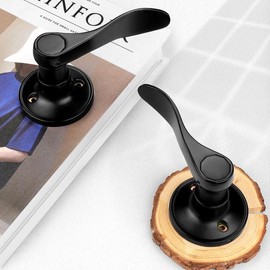 Probrico Keyless Matte Black Dummy Door Handles Wave Style, Packs of Non-Functioning and Non-Turning Door Knobs for Left and Right Doors, 1 Pair (Left and Right)