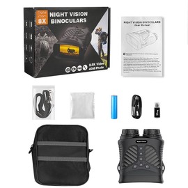 Kiyoraka Night Vision Binoculars for Recording at Night, Approx. 4.9 x 5.5 x 2.4 inches (12.4 x 14 x 6 cm)